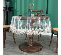 190cm Round TableclothWaterproof C Table Protector for Garden Patio & Restaurant Wipeable Dining Table Cover with Lace Heat Resistant &Decor