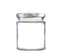 190ml Deluxe Glass Food Jam Jars with Airtight Lids suitable for Marmalade, Honey and Home Preserving (Silver Lid, Pack of 100)