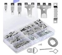 190PCs Damage Picture Hanging Kit, Silver Wall Hooks Set with D Rings, Sawtooth Hangers & Nails for Photo Frames, Home Office Gallery Decor