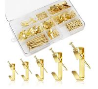 190PCS Heavy Duty Picture Hooks Picture Hanging Kit for Picture Frame Fixing Clock Photo Mirror Painting 4kg 9kg 13kg 22kg 45kg Assorted Picture Frame Hooks Hanger with Nails