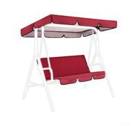 190T Polyester Swing Canopy and Seat Cover Set, Waterproof and UV Resistant Replacement for 3-Seater Garden Swing, Fits 190 x 132 x 15 cm Canopy and 150 x 50 x 10 cm Seat(Red)