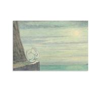 1910 Surrealism Artwork - 'The Effect of The Moon Is Extraordinary, 'Wiggle Much' Design' by Herbert Crowley, Rabbit on Cliff with Ocean Wall Art Prints Decorative Painting Canvas Wall Art Living Room