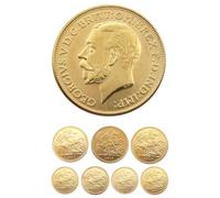 1911-1919 King George V British Sovereign Gold Coin Replica，7PCS | St. George & Dragon, 7 Year Dates, Collector's Piece, Gold Finish, Historical Commemorative