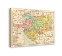 1911 Map - Ethnic Distribution of The Austro-Hungarian Empire Canvas Poster Bedroom Decor Landscape Office Room Decor Gift 12x18inch(30x45cm)