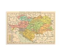 1911 Map - Ethnic Distribution of The Austro-Hungarian Empire Canvas Poster Bedroom Decor Landscape Office Room Decor Gift 24x36inch(60x90cm)