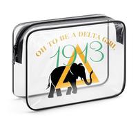 1913 Sorority Gifts for Women Elephant Makeup Bag Delta Sorority Girl Gifts Clear Cosmetic Bag Greek Sorority Gift Sisterhood Gift Elephant Lovers Gifts for Friend Sister Travel Zipper Toiletry Pouch