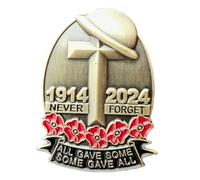 1914-2024 Poppy Pin Badge Brooch Remembrance Day Pin Never Forget Veterans (2pcs)
