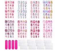 192 Children's Nail Art Stains, Cartoon Pattern Design, DIY Nail Accessories, Cute Nail Decoration (with Glue Stickers, Nail Rub Strips)