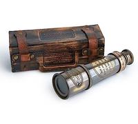 1920 Antique Brass Spyglass Telescope 15-inch with Premium Leather Case, Collapsible 15x Clear Vision, Vintage Pirate & Explorer Collectible for Sailing, Birdwatching, Home & Ship Decor | Super7One