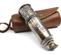 1920 Brass Maritime Vintage Telescope - Handheld Pirate Spyglass with Authentic Pure Leather Case - Nautical Monocular for Collectors, Hiking, Gift Décor - 15” Expandable