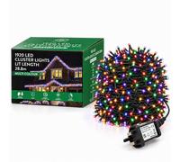 SHATCHI 1920 Christmas Tree Cluster Lights Multifunction 8 Light Modes, Timer Green Cable Indoor/Outdoor Low Voltage Holiday Home Decorations, Multicolour