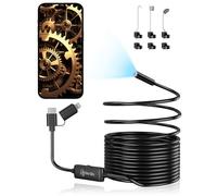 1920P HD Borescope Camera, IP67 Waterproof Drain Pipe Borescope, 16.4ft Semi-Rigid Snake Endoscope with 8 Adjustable LED Lights