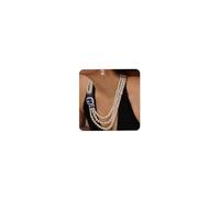 1920s 3-Strand White Faux Pearl Necklace and Earrings Set Royal Blue Crystal and Rhinestone Chunky Collar Bib Pearl Statement Necklace