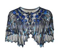 1920s Accessories For Women 1930s Shawl Wedding Guest Sequin Shrug 1921s Clothes Elegant Women's Evening Wear Sequined Dinner Wrap Jacket Cloak