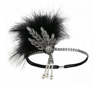 1920s Accessories for Women: Black Flapper Headband | Secure Fit, Elegant Black Finish, Perfect for Harlem Nights, 1920s Costume Gatherings