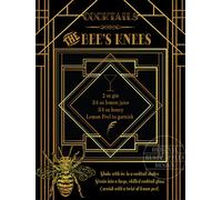 1920's Art Deco Cocktail Menu - The Bee's Knees - Metal Wall Art - 3 Sizes To Choose