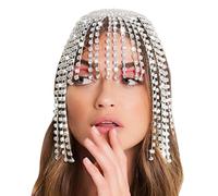 1920S Crystal Rhinestone Head Chain, Tassel Cap For Women, Roaring Flapper Headpiece For Vintage Parties, Weddings & Belly Dance