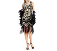 1920s Dresses for Women Clearance,Ladies Beaded Sequins V-Neck Ball Fringe Dresses Hand Embroidered Dress Banquet Small Dresses 1920s Gatsby Flapper Dress Nightclub Style Party Prom Mini Dress S-4XL