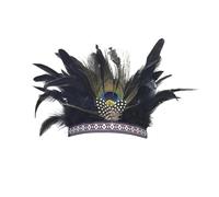 1920s Fascinator Feather Headband, Feathered Fascinators for Women, Hair Accessories Flower Feather Headpiece Feather Headwear for Cocktail Wedding Tea Party Decoration Carnival (Black, One Size)