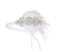 1920s Feather Headband, 20s Beaded Showgirl Headpiece Women's Feather Headpiece(Color1)