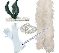 1920's Flapper 5 Piece Set Ladies Charleston Fancy Dress (White)