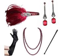 1920s Flapper Accessories Set Costume Accessories 20s Flapper Headband Pearl Necklace Gloves Holder