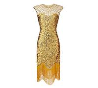 1920s Flapper Dress for Women UK Vintage Sequin Fringe Beaded Art Deco Fancy Dress with Short Sleeve for Party Prom Cocktail