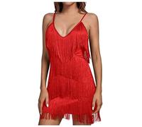 1920s Flapper Dress,Roaring 20S Costumes for Women 1920's Party Dress Sequin Fringed Dress Vintage Accessories for Women Wedding (1015A-Red, S)