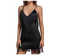 1920s Flapper Dress,Roaring 20S Costumes for Women 1920's Party Dress Sequin Fringed Dress Vintage Accessories for Women Wedding (1015A-Black, S)