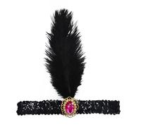 1920s Flapper Feather Headband PeacockFeather Sequins Headband Vintage Rhinestone Tassel Hair Accessories Feathered Fascinator Black Feather Headpiece Headwear for Women Girls Cocktail (One Size)