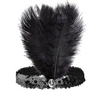 1920s Flapper Feather Headband Sequin Gatsby Fancy Dress Costume Accessory
