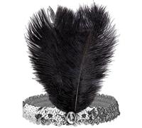1920s Flapper Feather Headband Sequin Gatsby Fancy Dress Costume Accessory