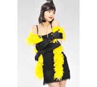 1920s Flapper Girl Bright Yellow Feather Boa 20s Fancy Dress Gangsters Moll