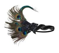 1920s Flapper Headband Peacock Feather Headband 1920s Headpiece Green Feather Roaring 20s Costumes Gatsby Headpiece for Women Vintage Fascinator Showgirl Hair Band Themed Party Halloween Costume