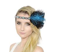 1920s Gatsby Headpiece Flapper Headband Vintage Feather Crystal Accessories Headdress for Women Girl Carnival Indian Feather Retro Headband Peacock Feather Stage Performance Masquerade Model Headdress