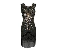 1920s Great gatsby flappers style sequin tassel women charleston dance dress downton ladies 20s costume golden size 6/8 (Gold, UK 6-8)