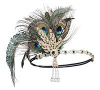 1920s Headbands for Women,Headpiece Great Gatsby Accessories,Rhinestone Peacock Feather Headpiece with Tassels,Vintage Festival Prom Hair Accessories,for 20s Flapper Headpiece for Women and Girls