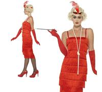 Red Long Flapper Ladies Fancy Dress 1920s Jazz Charleston Womens Adults Costume