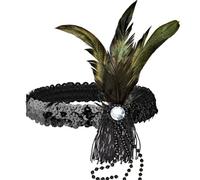 1920s Sequin Feather Headband Flapper Gatsby Fancy Dress Costume Accessory
