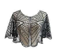 1920s Shawl for Women Sequin Beaded Art Deco 1920s Flapper Shawl Wrap Hollow Lace Shawl Wraps Dress Costume Flapper Cover Up for Evening Dress Wedding Formal Occasion
