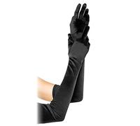 1920s Style Long Evening Gloves - Black & White Elbow Length Bridal & Dance Fancy Dress Gloves for Women (Black)