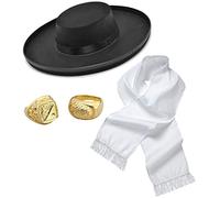1920's Tommey Shelby Alfie Solomon Solomons, Gangster 20's Detective Style Murder Mystery Fancy Dress Costume Set Black Felt Hat, White Scarf and 2x Sovereign Rings