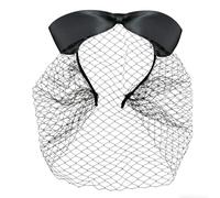 1920s Vintage Black Veil Fascinator Funeral Bow Headband with Birdcage Mesh & Bow Knot, Elegant Headpiece for Girls & Women, Perfect for Tea Party, Church, Cocktail Party, Birthdays, Memorial Events