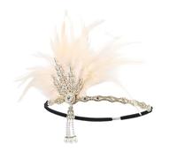 1920s Women Headpiece Flexible Elastic Band Rhinestones Hairband For Formal Occasion Outfit Cocktails Party Accessory Feathered Headwear