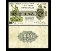 1922 George V Bradbury Great Britain & Ireland Treasury Ten Shillings Banknote - Reproduction