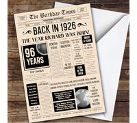 1926 Newspaper Any Age Any Year You were Born Facts Personalised Birthday Card | Any Age Any Year Personalised Birthday Card | Milestone Birthday Card | Facts from The Year You were Born