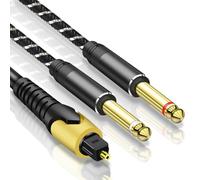 192KHz DAC Optical to Dual 6.35mm Converter,Optical Audio Cable to Dual 6.35mm 1/4" TS Mono Audio Cord Adapter,Digital to Analog Audio Converter for HDTV,DVD,Set-top Boxes(O-ptical to 1/4" Only)