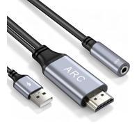 192KHz HDMI ARC to 3.5mm Female Audio Extractor Converter, HDMI ARC to 3.5mm Audio Stereo Adapter for HDTV to Soundbar, Speaker, Home Theater Amplifier, Mixer, Plug & Play-Not Support eARC