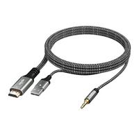 192KHz Unidirectional HDMI ARC/eARC to 3.5mm AUX Audio Extractor Splitter Converter Cable 4 Ft, USB Powered Stereo Adapter for TV to Home Theater Systems Amplifier Old Speaker -Plug & Play