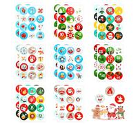 192pcs/16 Sheets Christmas Advent Calendar Stickers, 24 Days Christmas Countdown Number Stickers Gift Tag Labels for DIY Craft Xmas Countdown Decoration (8 Styles)